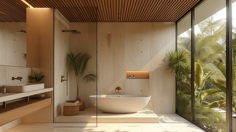 Salle de bain travertin