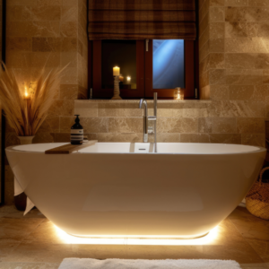 Salle de bain carrelage imitationtravertin